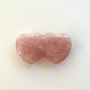 New - Rose Quartz Double Heart 2.7" wide
